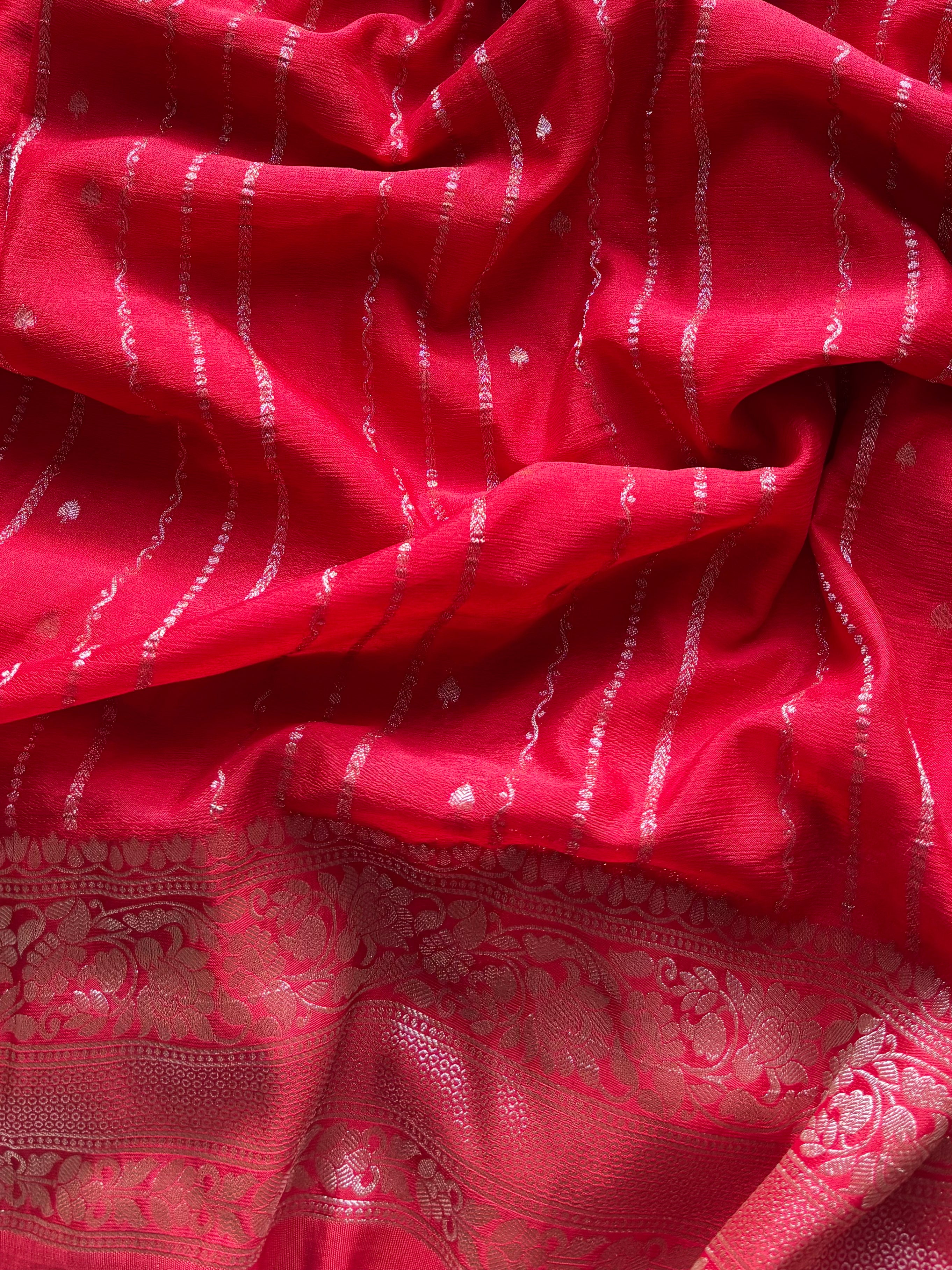 Red Chiffon Silk Saree
